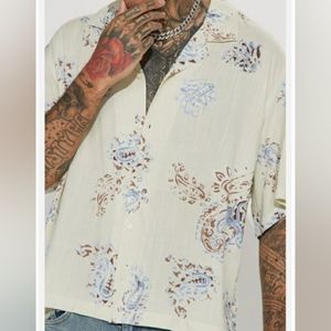 Zara Paisley Print Cuban Shirt